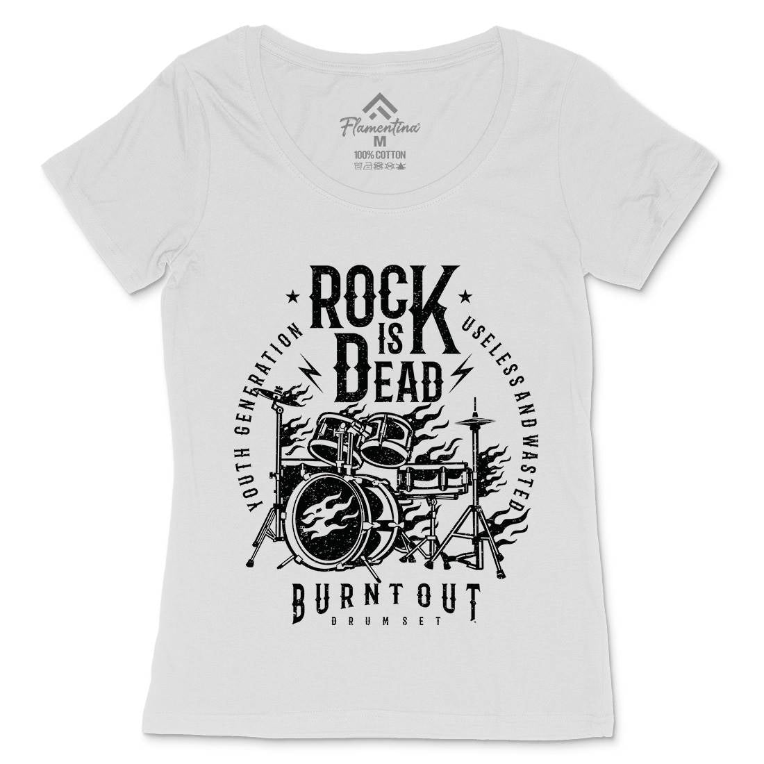 Rock Is Dead Womens Scoop Neck T-Shirt Music A127