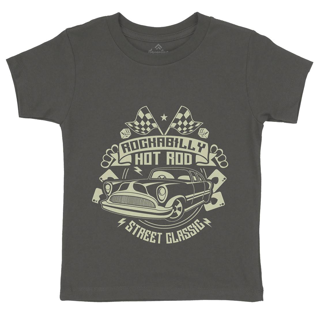 Rockabilly Hotrod Kids Crew Neck T-Shirt Cars A128