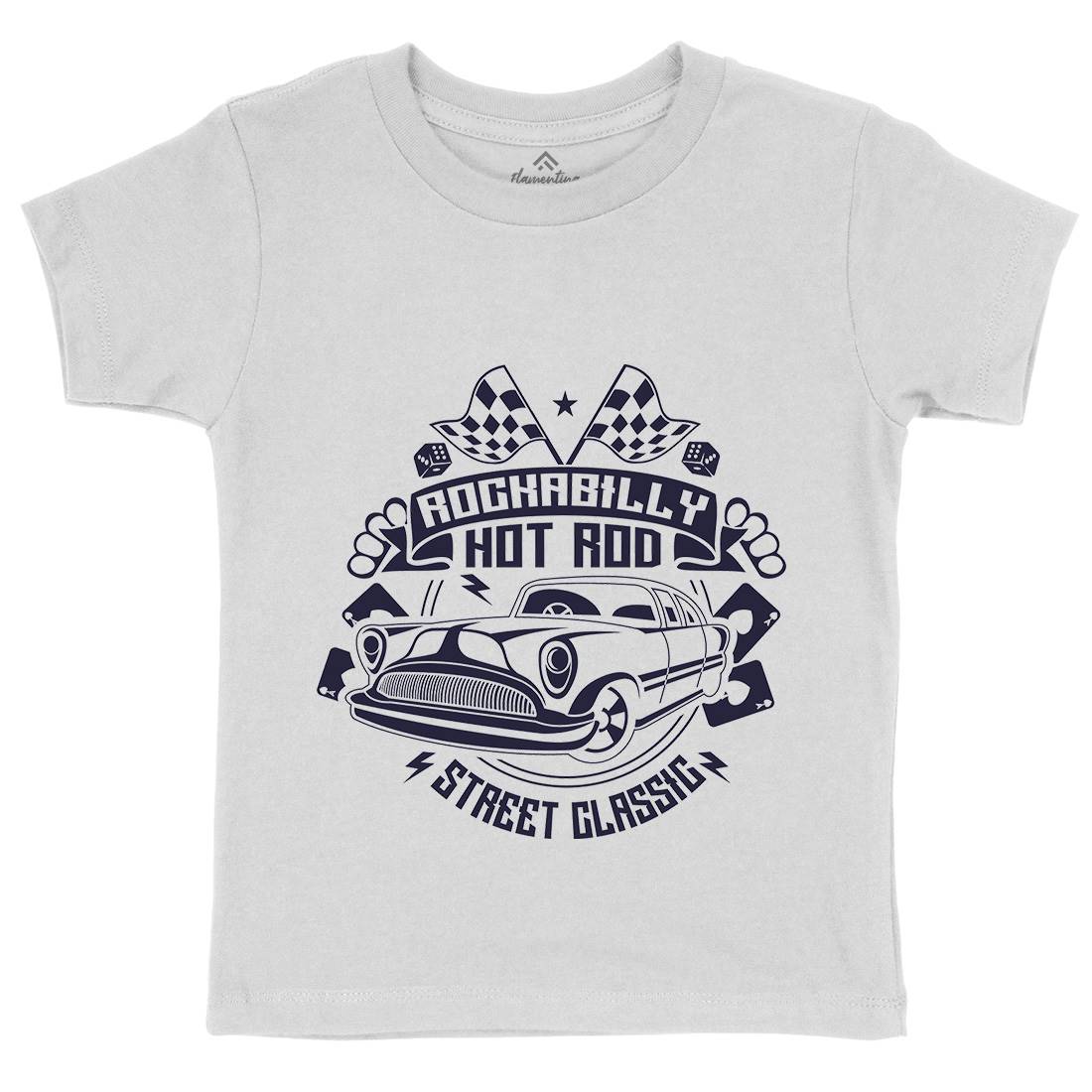 Rockabilly Hotrod Kids Organic Crew Neck T-Shirt Cars A128