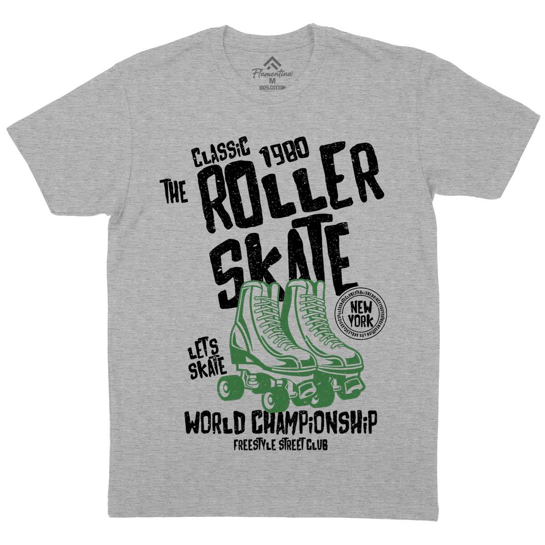 Roller Mens Organic Crew Neck T-Shirt Skate A129