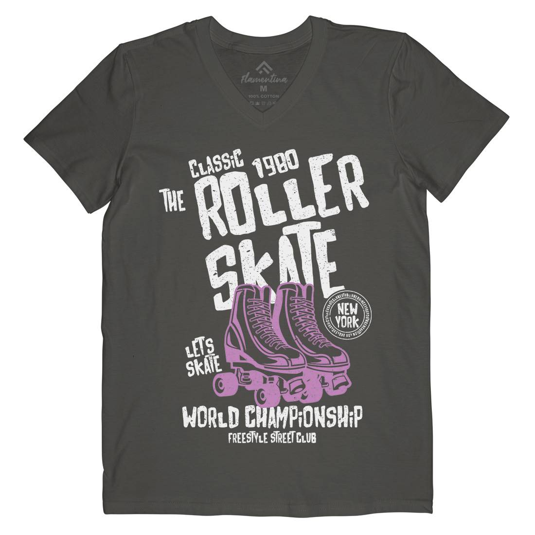 Roller Mens V-Neck T-Shirt Skate A129