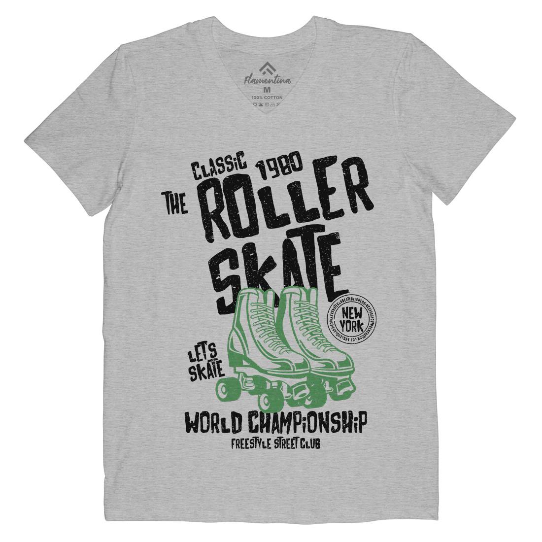 Roller Mens V-Neck T-Shirt Skate A129