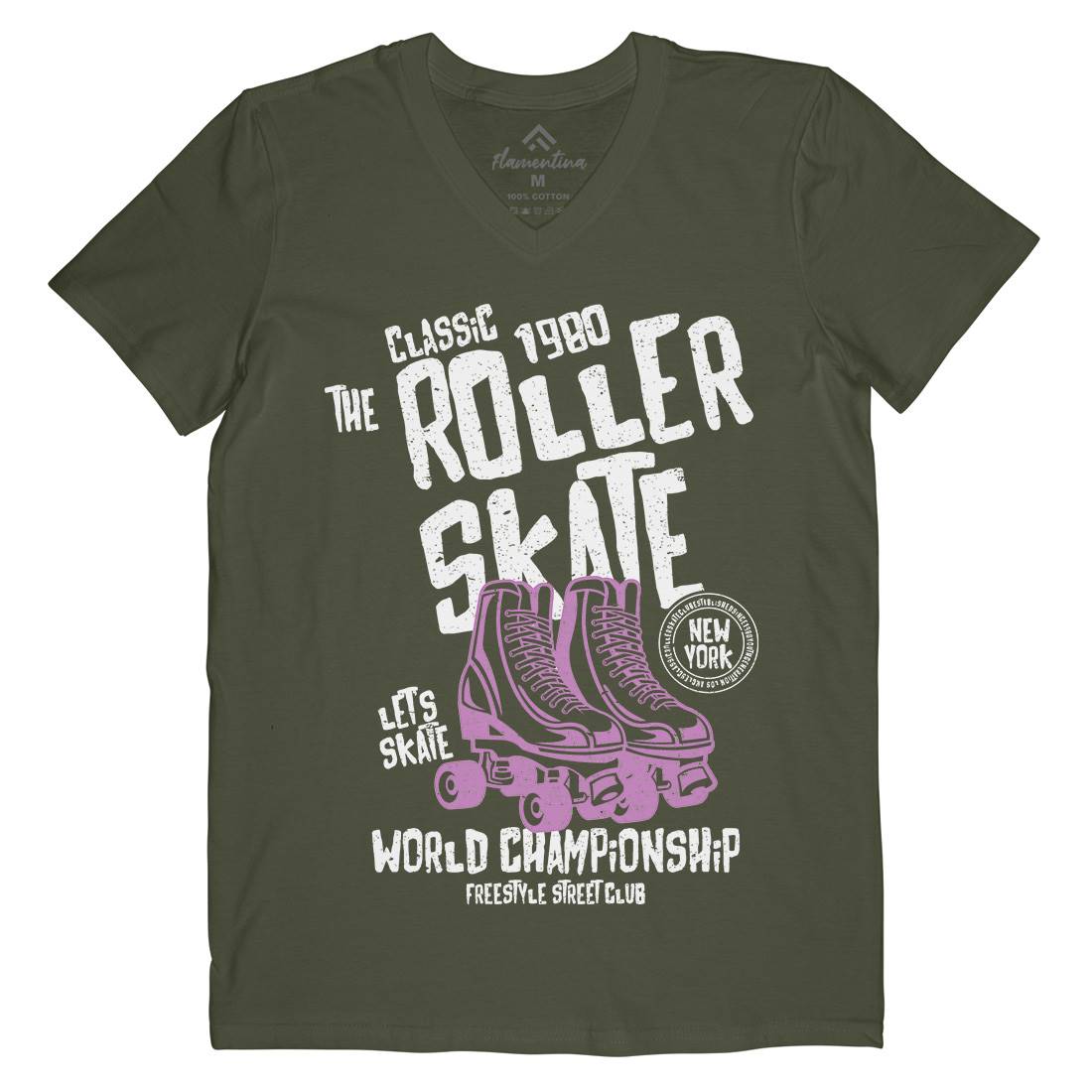 Roller Mens Organic V-Neck T-Shirt Skate A129
