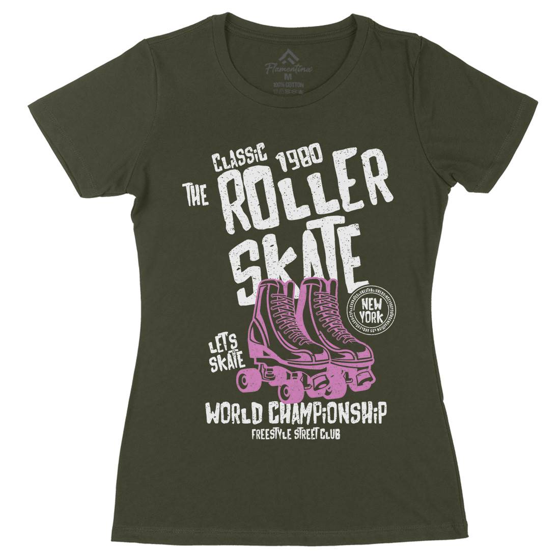 Roller Womens Organic Crew Neck T-Shirt Skate A129