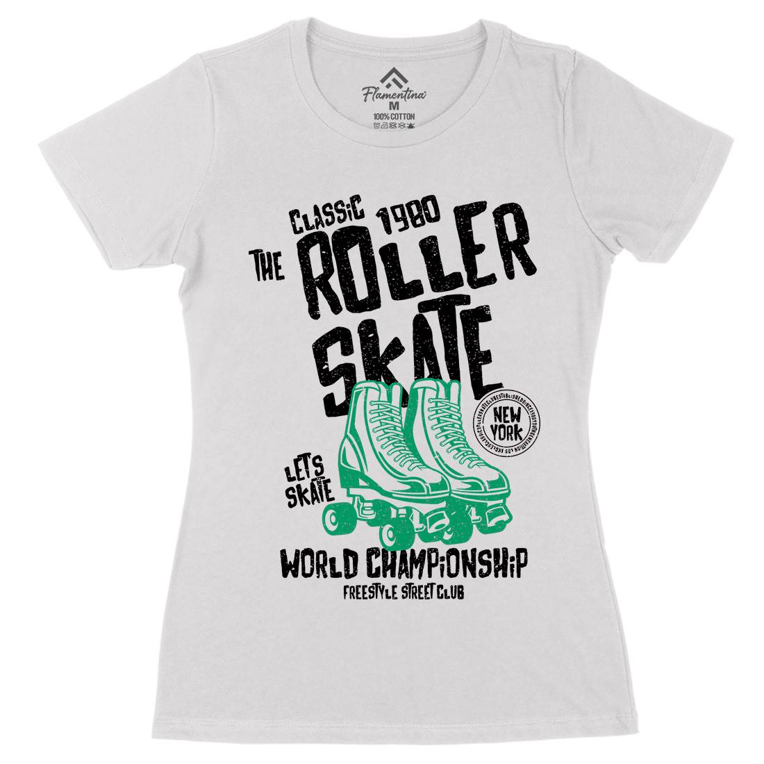 Roller Womens Organic Crew Neck T-Shirt Skate A129