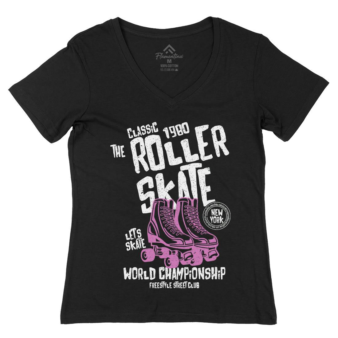 Roller Womens Organic V-Neck T-Shirt Skate A129