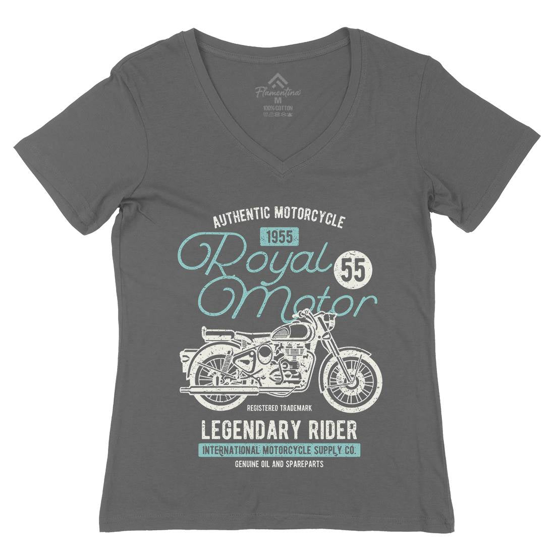 Royal Motor Womens Organic V-Neck T-Shirt Motorcycles A130