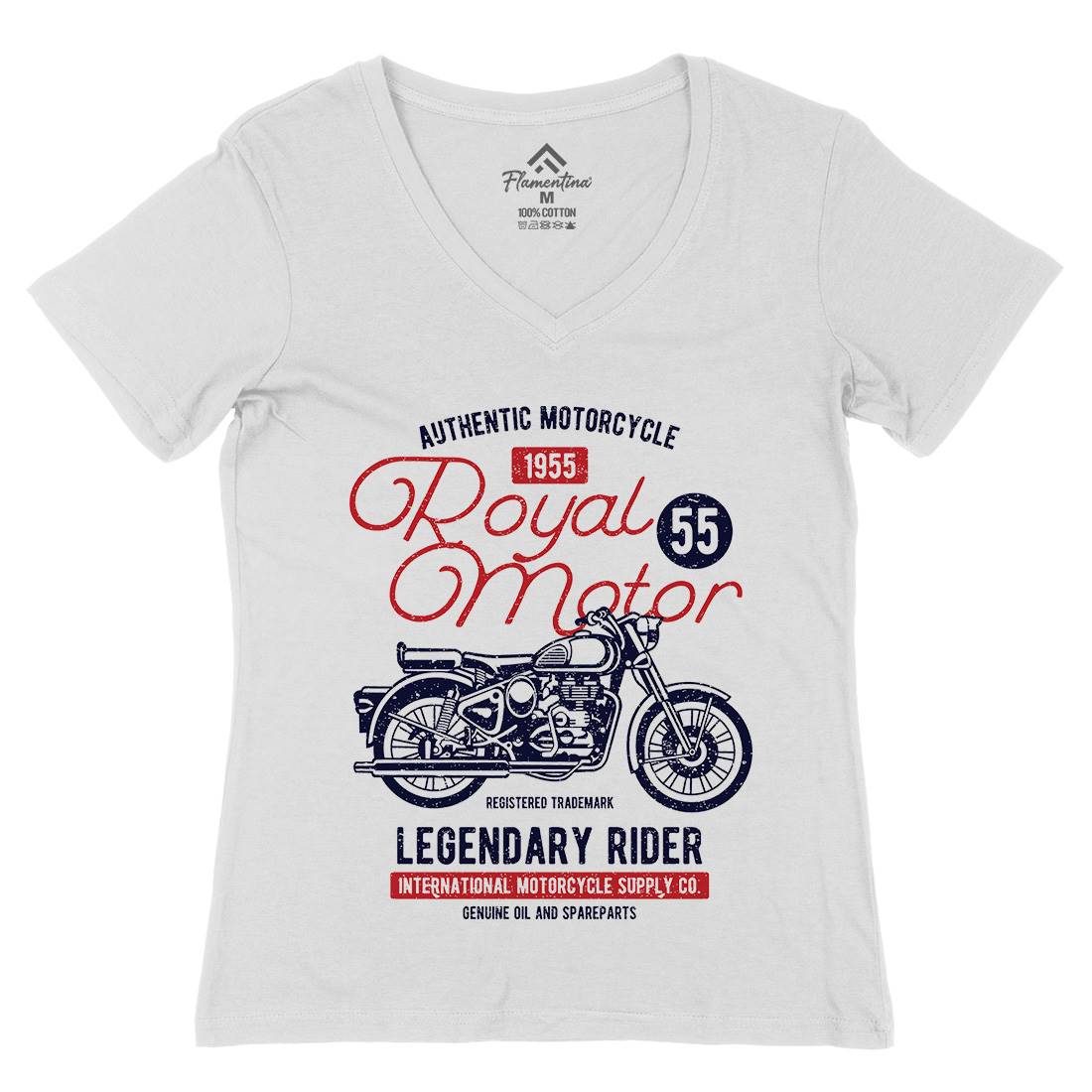 Royal Motor Womens Organic V-Neck T-Shirt Motorcycles A130