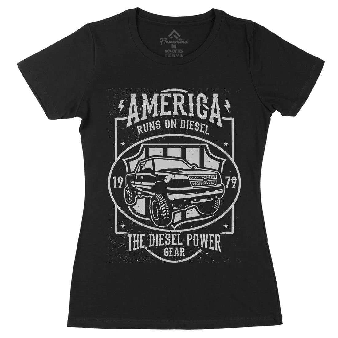 Runs On Diesel Womens Organic Crew Neck T-Shirt Cars A131
