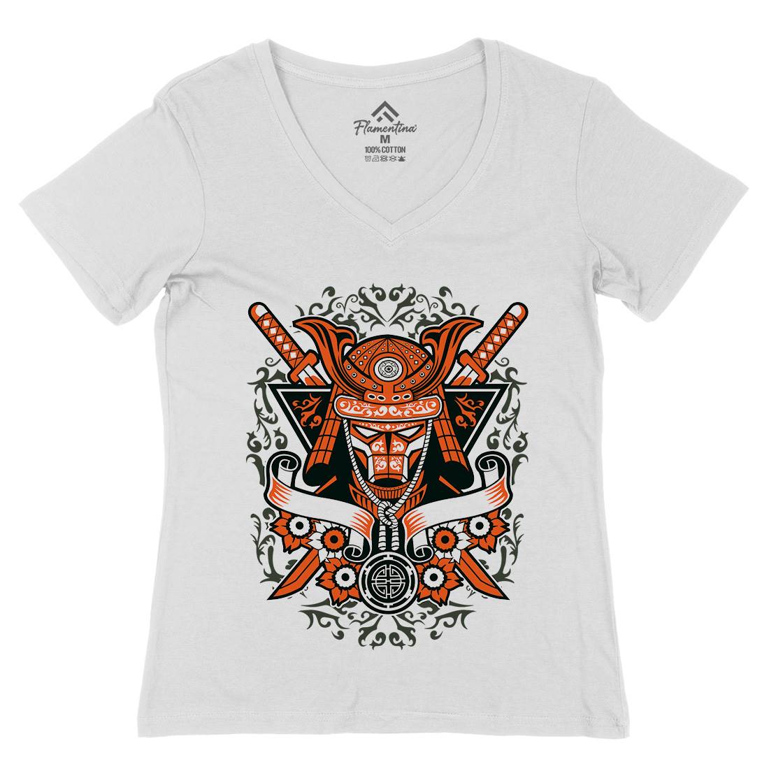 Samurai Womens Organic V-Neck T-Shirt Warriors A133