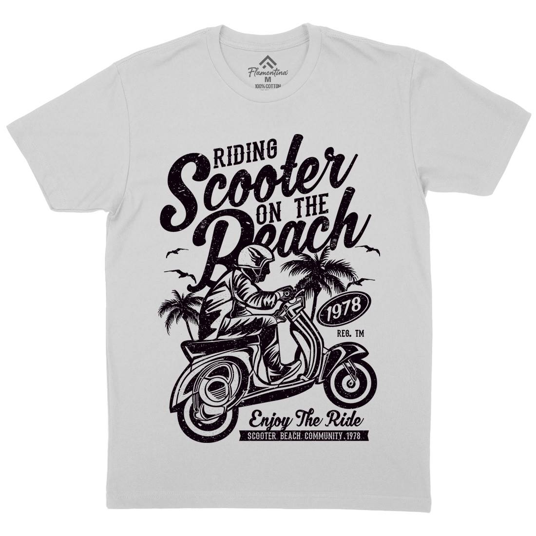 Scooter Beach Mens Crew Neck T-Shirt Motorcycles A134