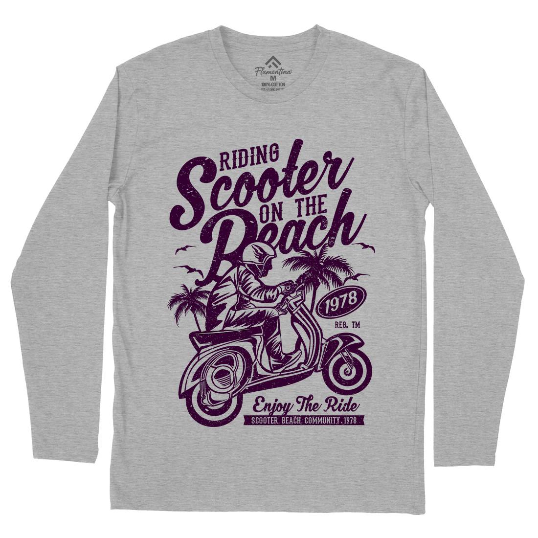 Scooter Beach Mens Long Sleeve T-Shirt Motorcycles A134