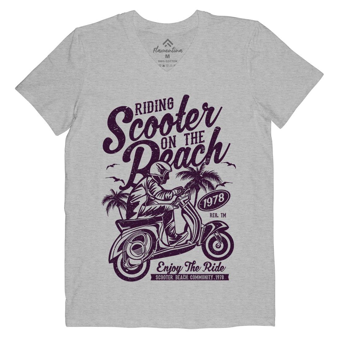 Scooter Beach Mens V-Neck T-Shirt Motorcycles A134