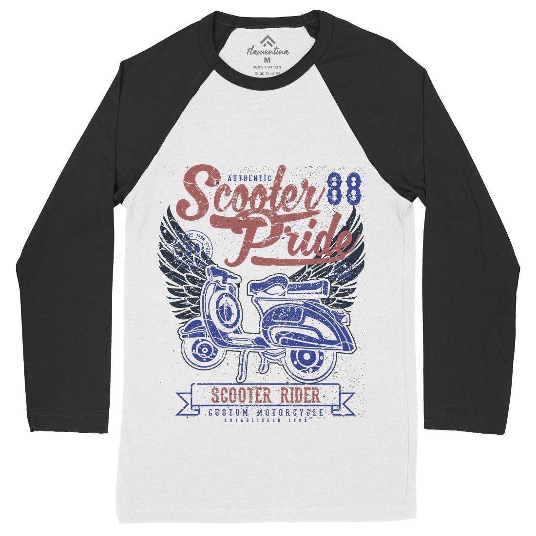 Scooter Pride Mens Long Sleeve Baseball T-Shirt Motorcycles A135