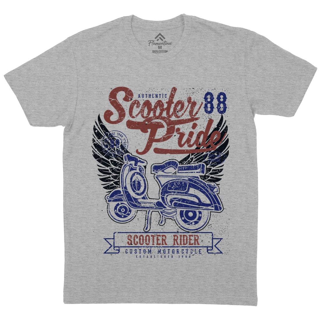 Scooter Pride Mens Organic Crew Neck T-Shirt Motorcycles A135