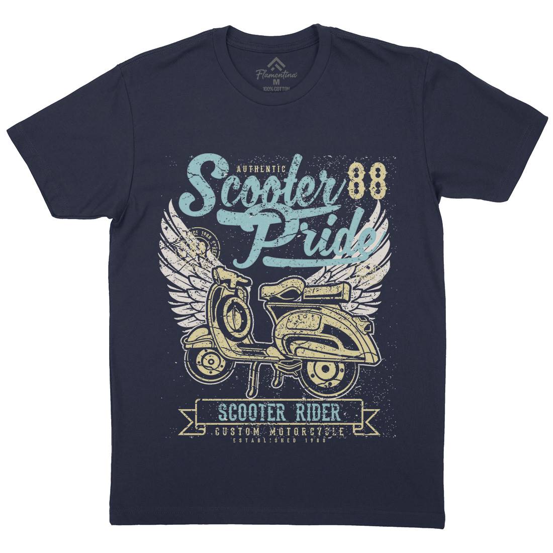 Scooter Pride Mens Organic Crew Neck T-Shirt Motorcycles A135