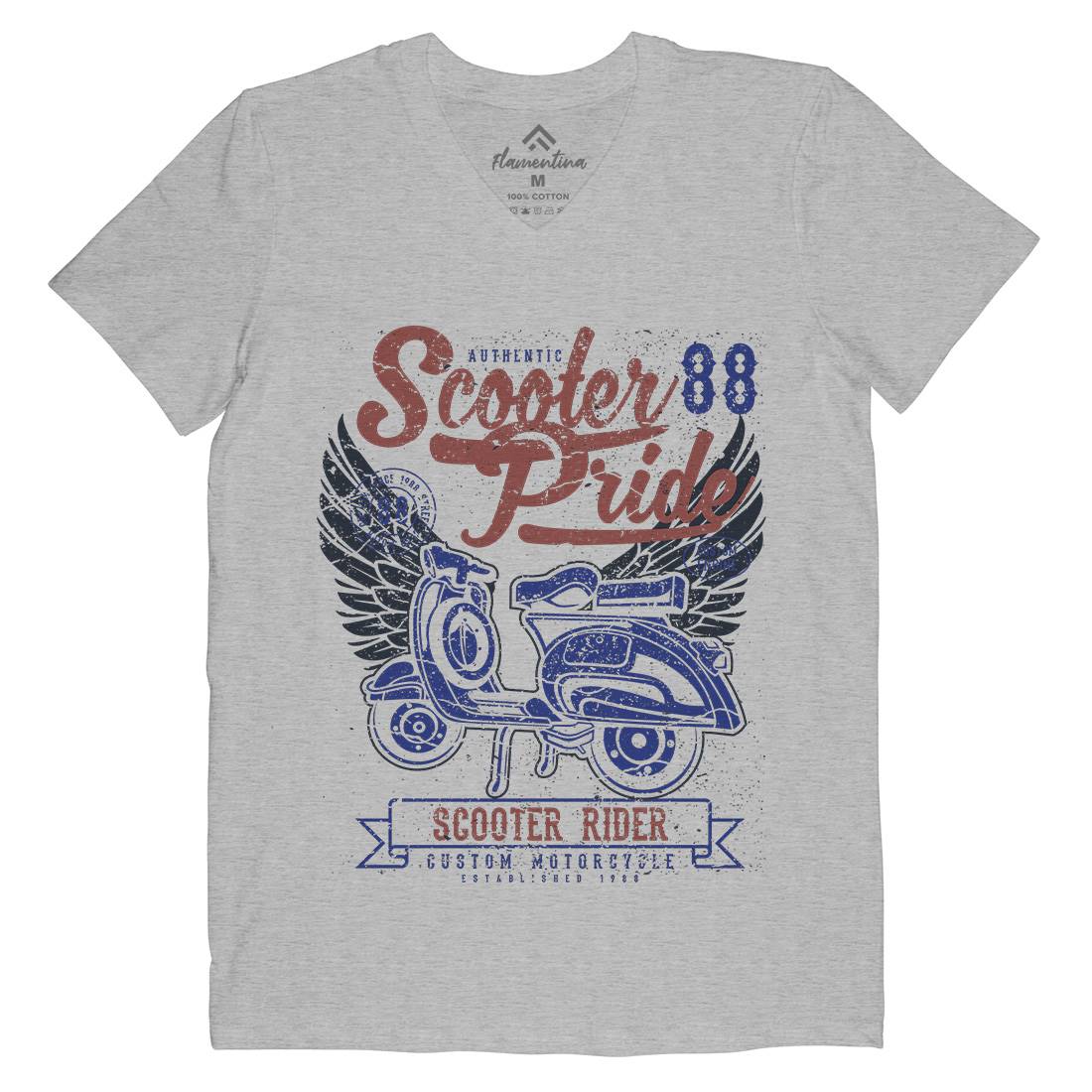 Scooter Pride Mens V-Neck T-Shirt Motorcycles A135