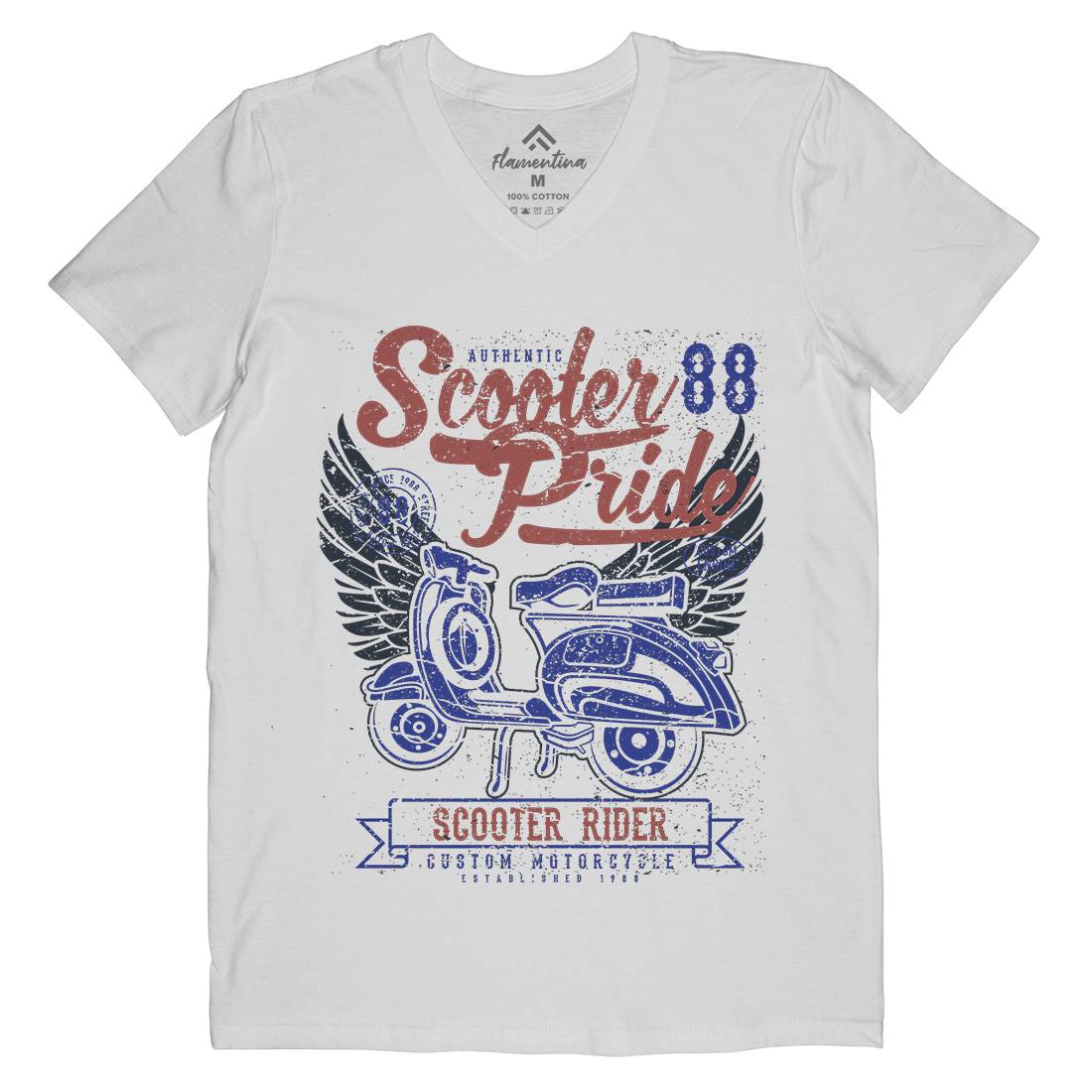 Scooter Pride Mens V-Neck T-Shirt Motorcycles A135