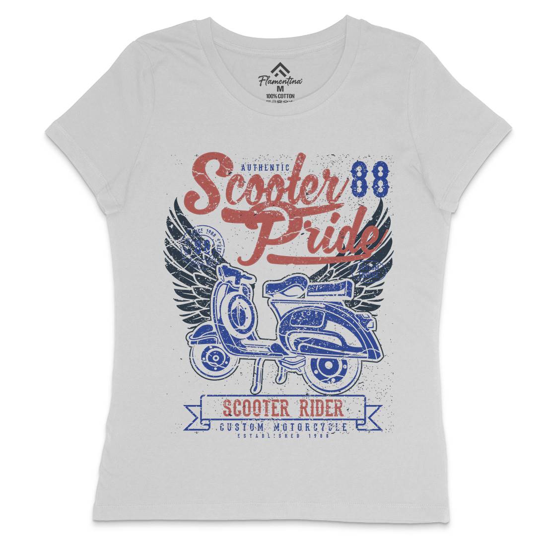 Scooter Pride Womens Crew Neck T-Shirt Motorcycles A135