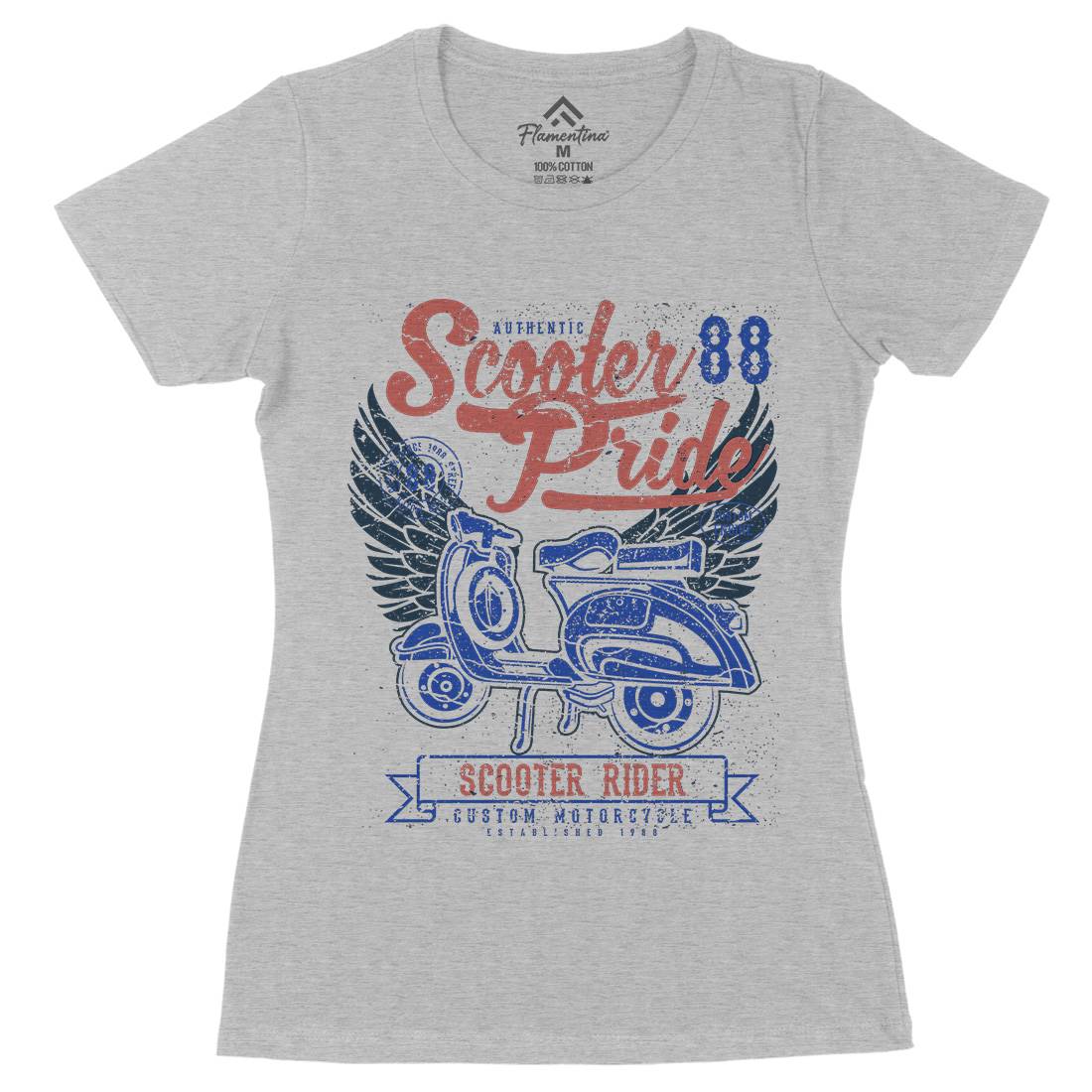 Scooter Pride Womens Organic Crew Neck T-Shirt Motorcycles A135