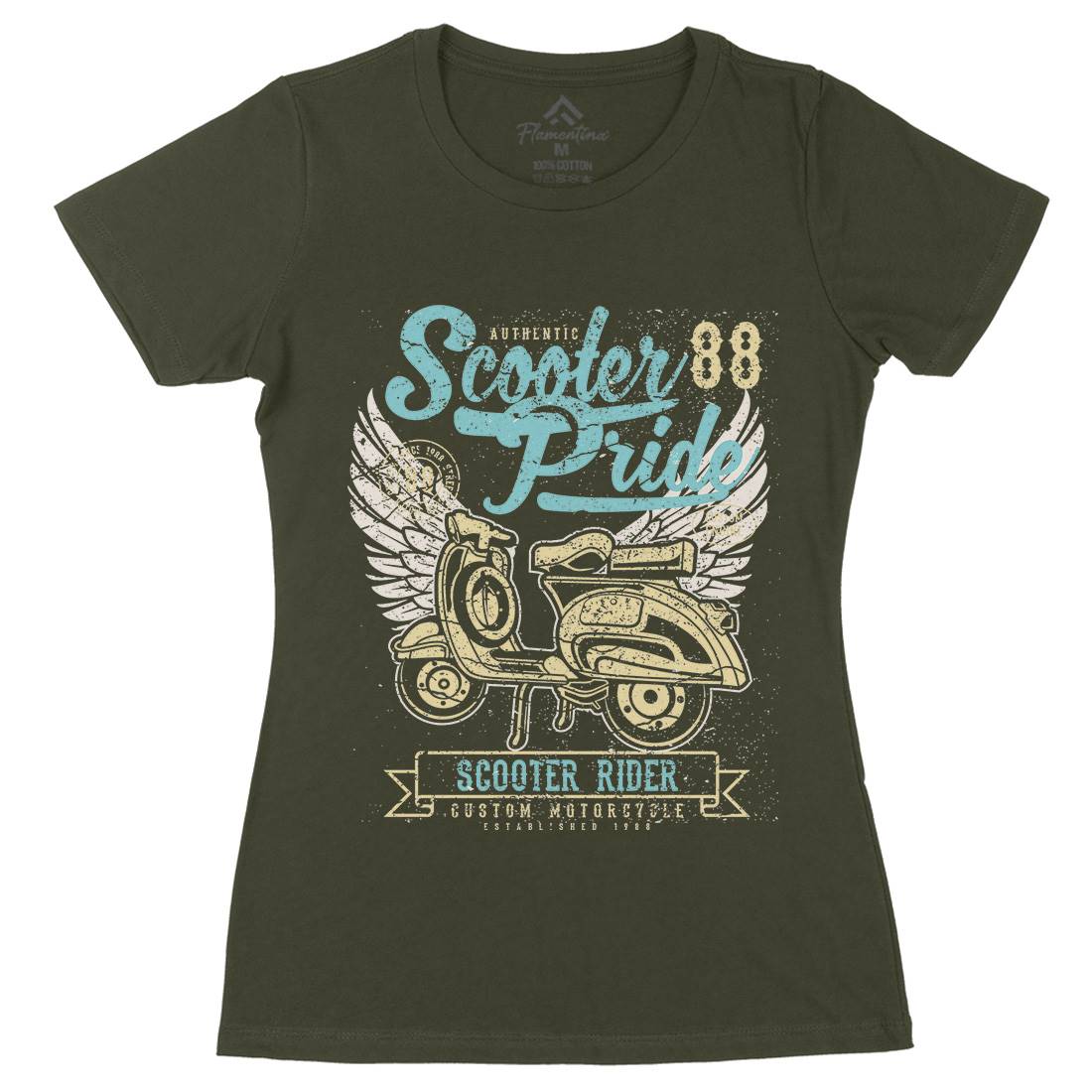 Scooter Pride Womens Organic Crew Neck T-Shirt Motorcycles A135