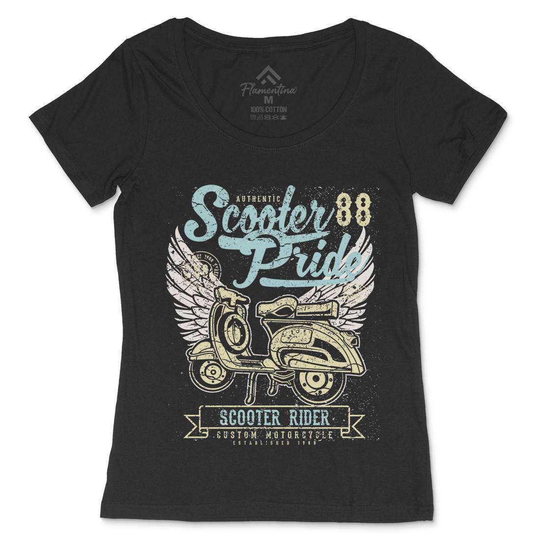 Scooter Pride Womens Scoop Neck T-Shirt Motorcycles A135
