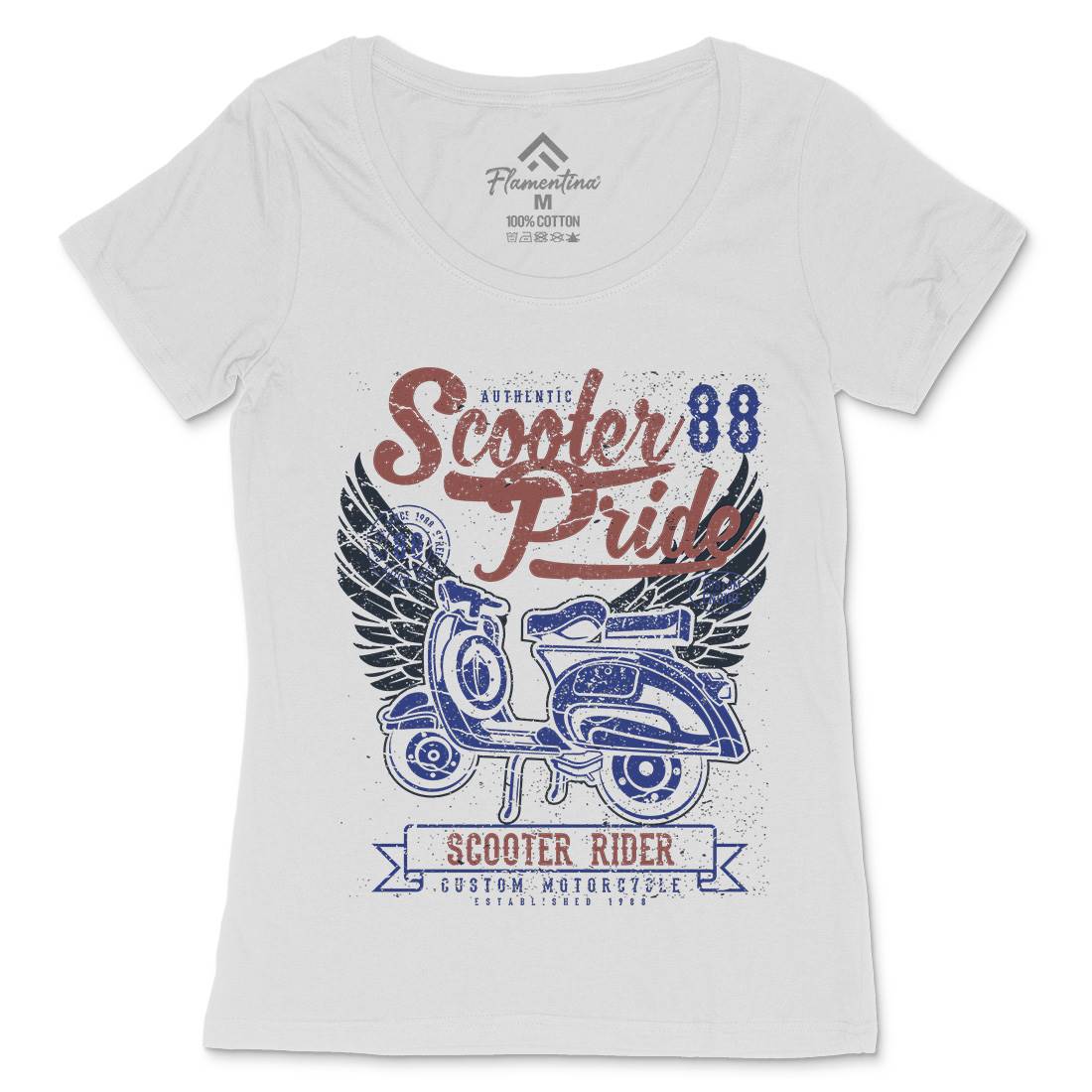 Scooter Pride Womens Scoop Neck T-Shirt Motorcycles A135