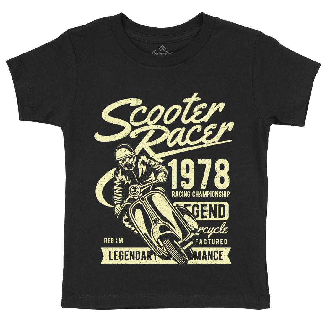 Scooter Racer Kids Crew Neck T-Shirt Motorcycles A136