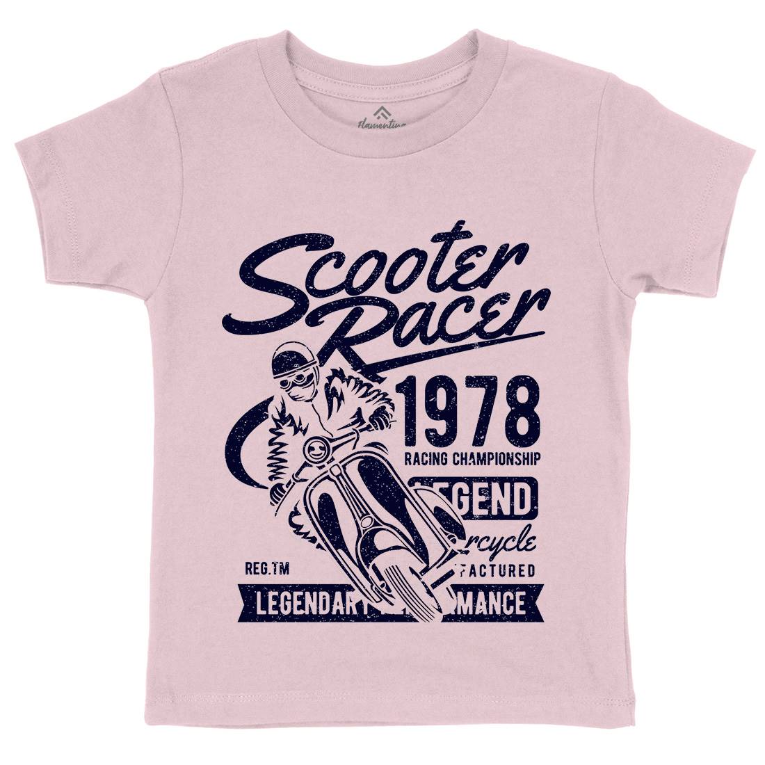 Scooter Racer Kids Organic Crew Neck T-Shirt Motorcycles A136