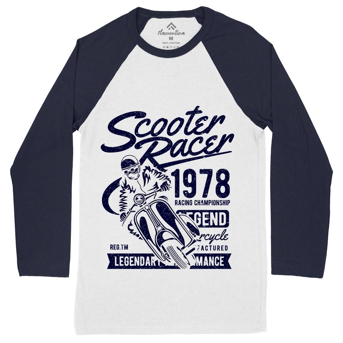 Scooter Racer Mens Long Sleeve Baseball T-Shirt Motorcycles A136