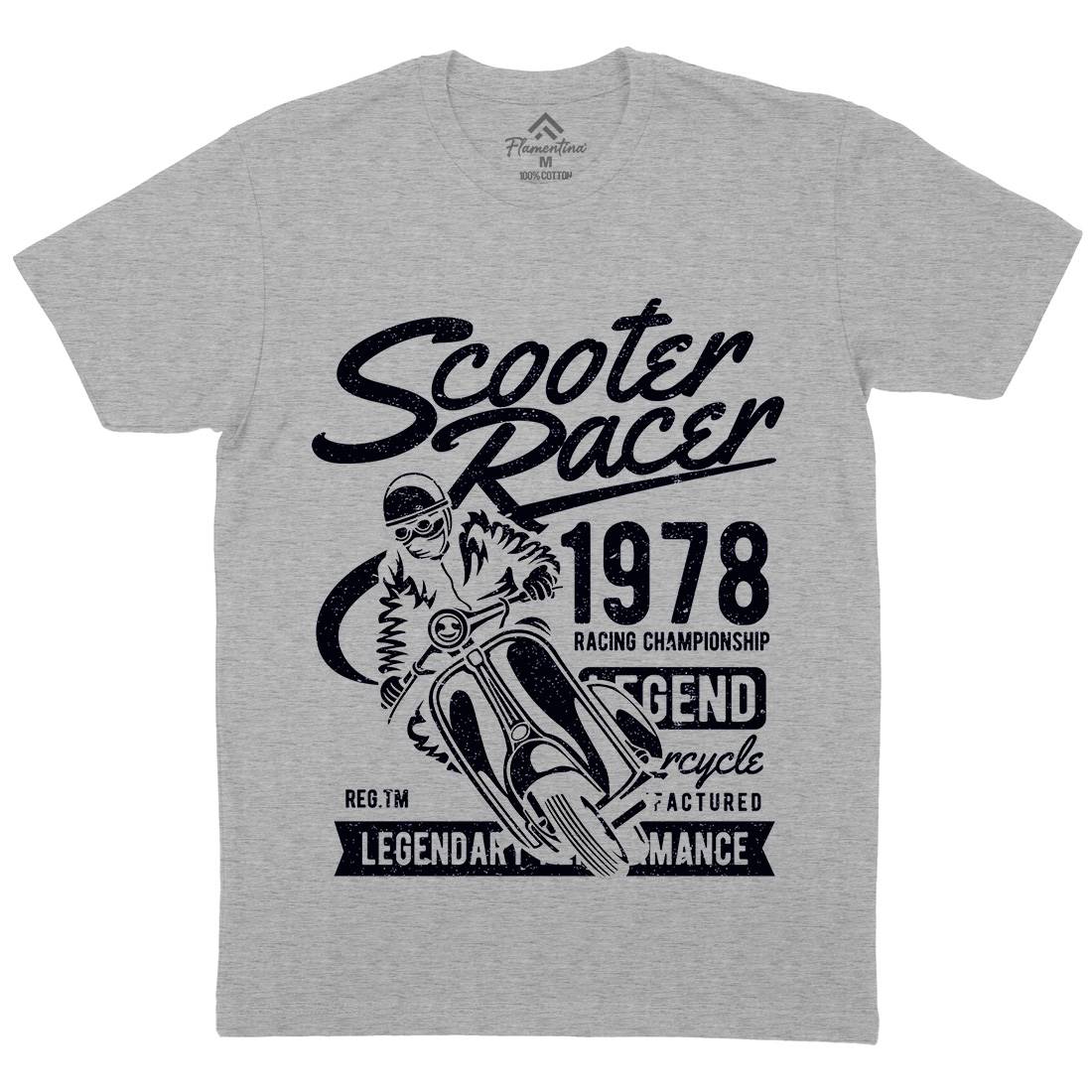 Scooter Racer Mens Crew Neck T-Shirt Motorcycles A136