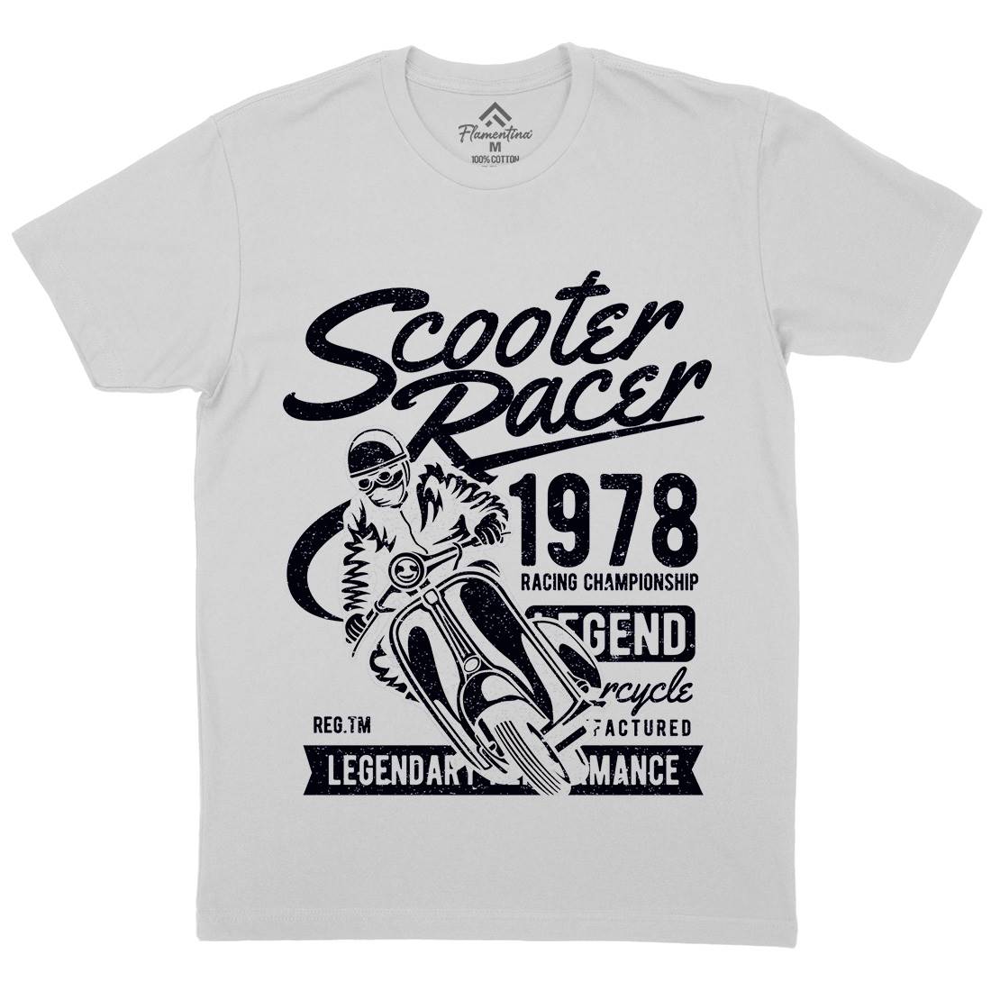 Scooter Racer Mens Crew Neck T-Shirt Motorcycles A136