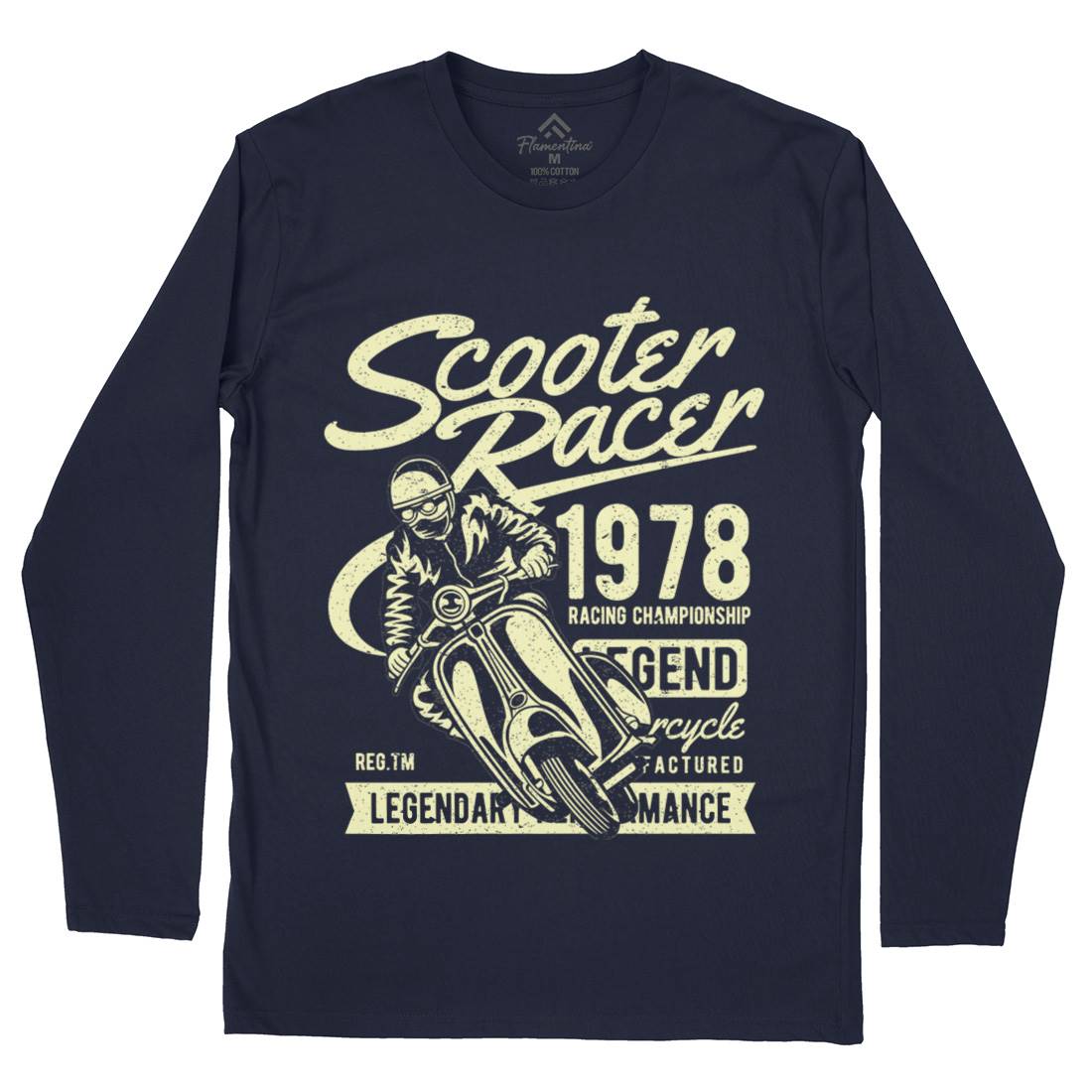 Scooter Racer Mens Long Sleeve T-Shirt Motorcycles A136