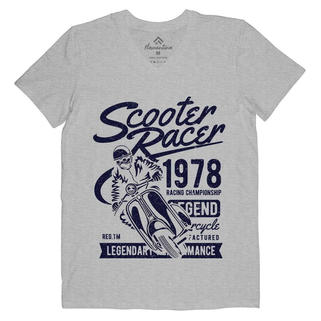 Scooter Racer Mens V-Neck T-Shirt Motorcycles A136