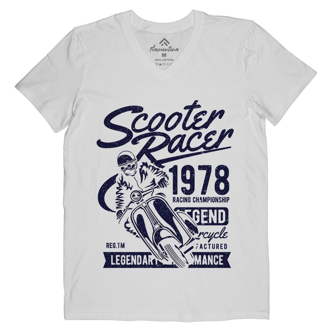 Scooter Racer Mens V-Neck T-Shirt Motorcycles A136