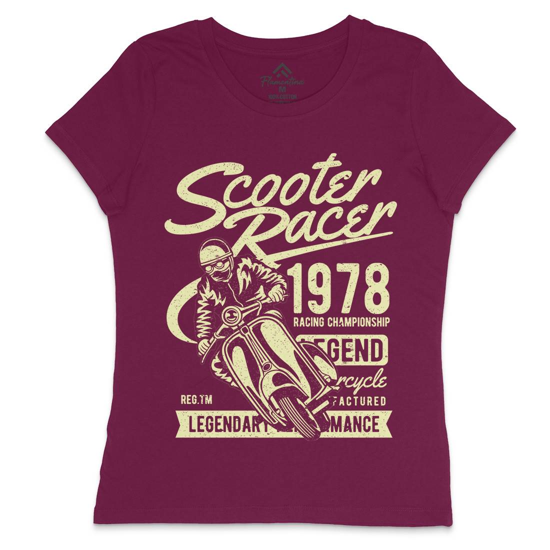Scooter Racer Womens Crew Neck T-Shirt Motorcycles A136