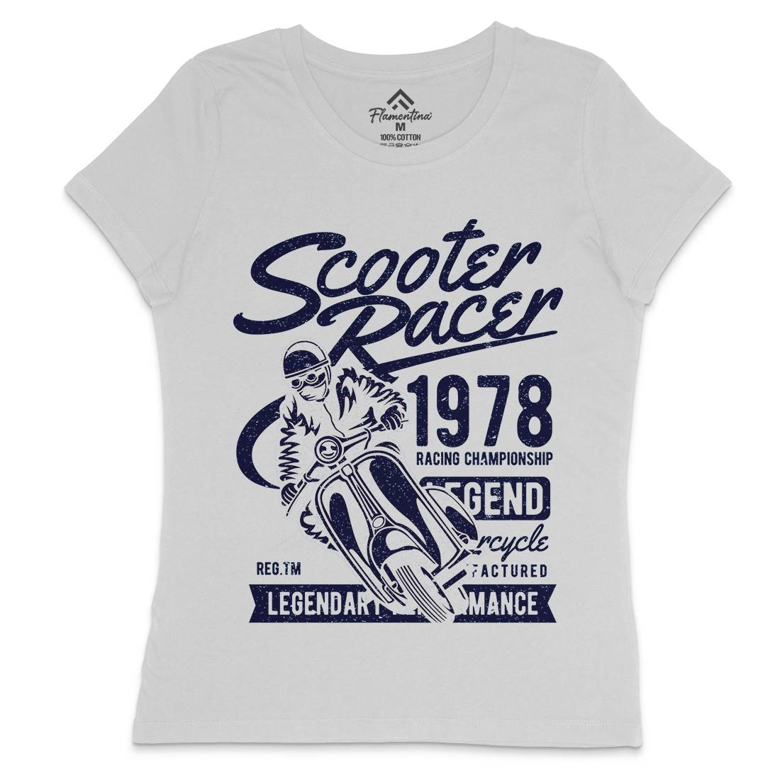 Scooter Racer Womens Crew Neck T-Shirt Motorcycles A136