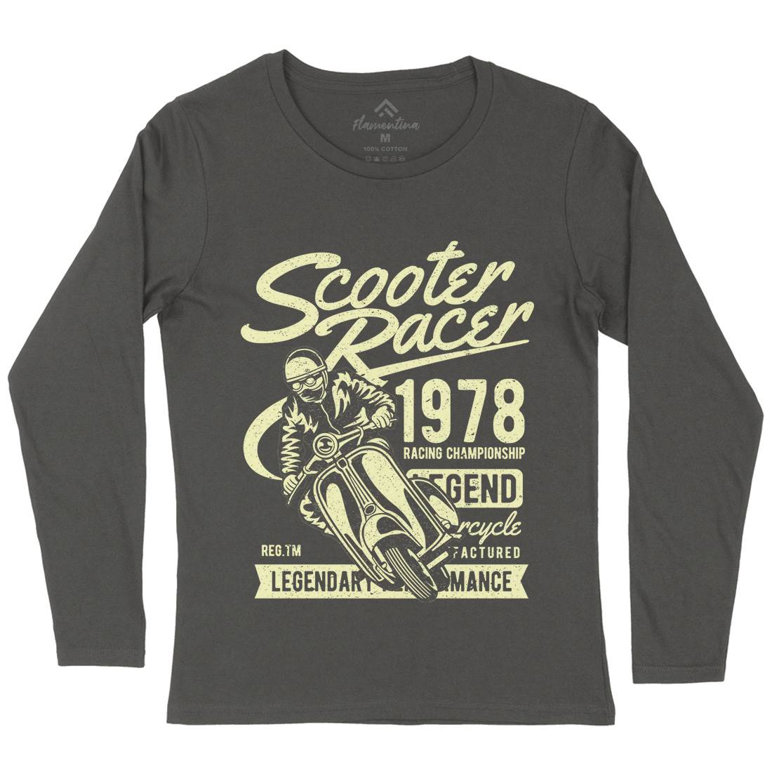 Scooter Racer Womens Long Sleeve T-Shirt Motorcycles A136