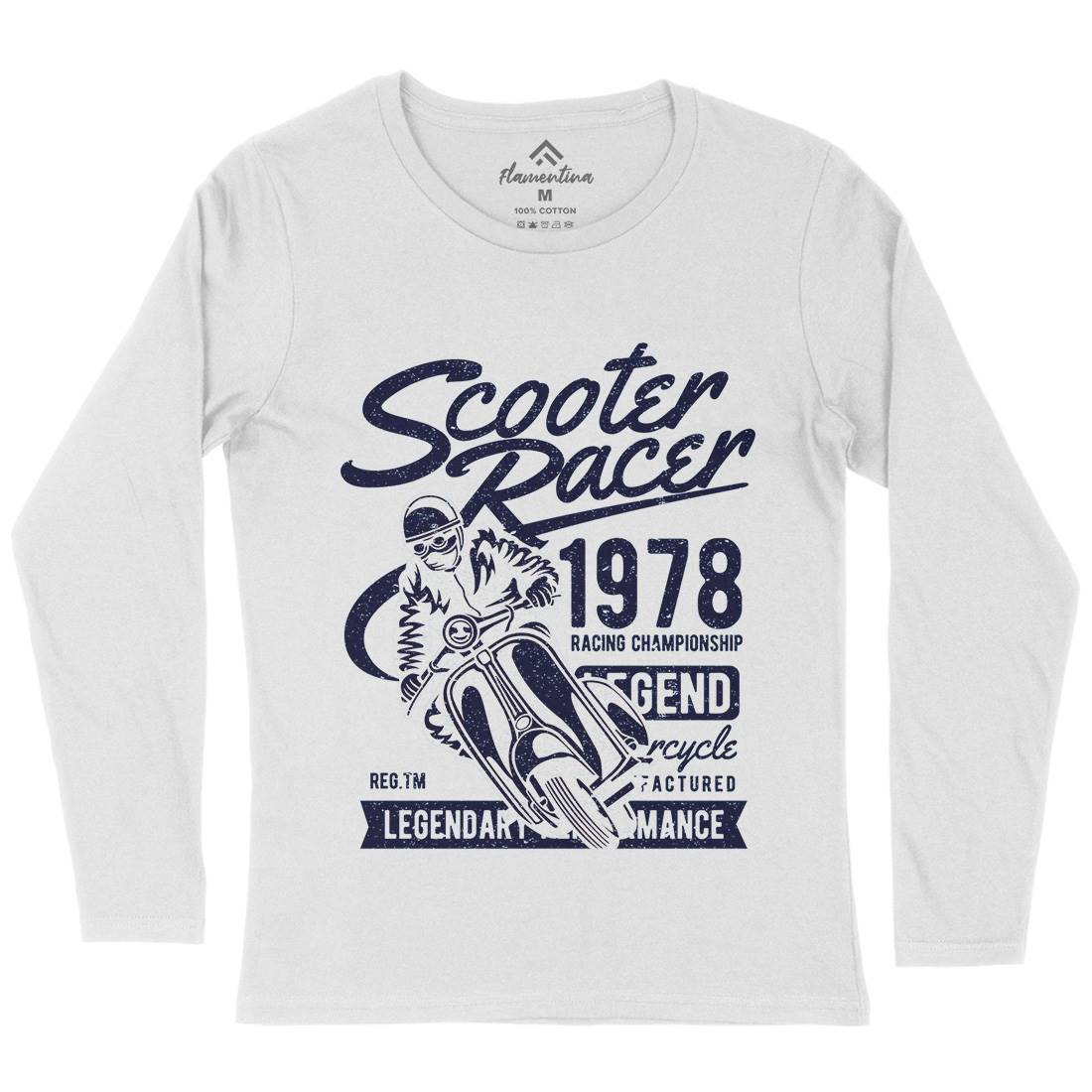 Scooter Racer Womens Long Sleeve T-Shirt Motorcycles A136