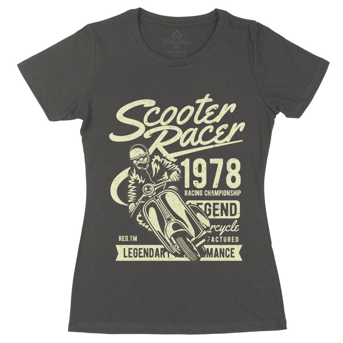 Scooter Racer Womens Organic Crew Neck T-Shirt Motorcycles A136
