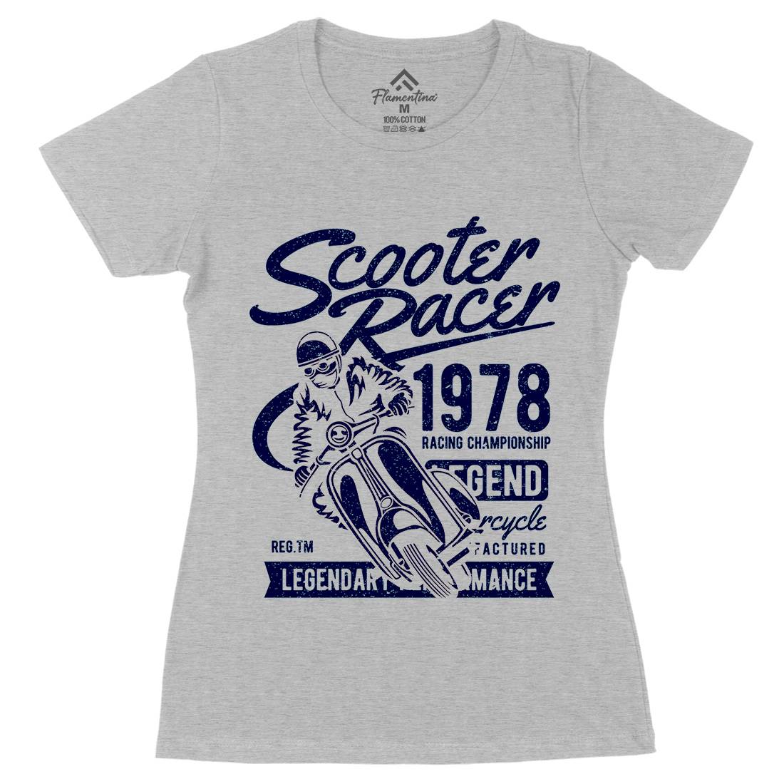 Scooter Racer Womens Organic Crew Neck T-Shirt Motorcycles A136