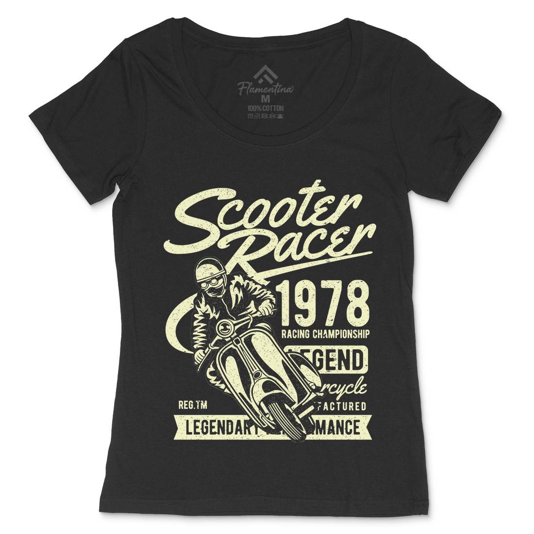Scooter Racer Womens Scoop Neck T-Shirt Motorcycles A136