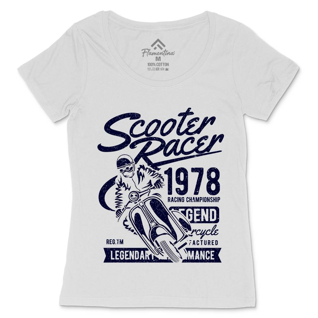 Scooter Racer Womens Scoop Neck T-Shirt Motorcycles A136