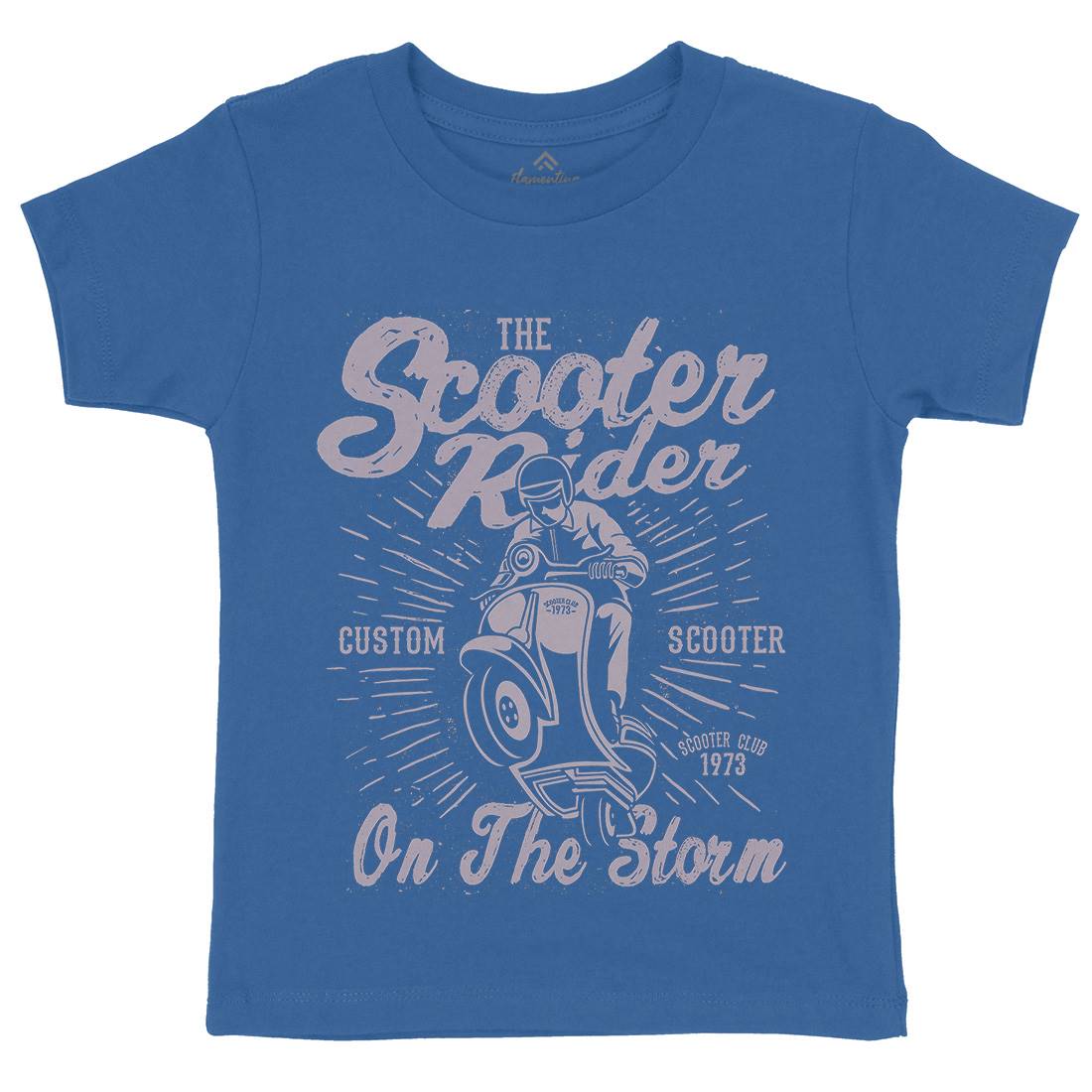 Scooter Rider Kids Organic Crew Neck T-Shirt Motorcycles A137