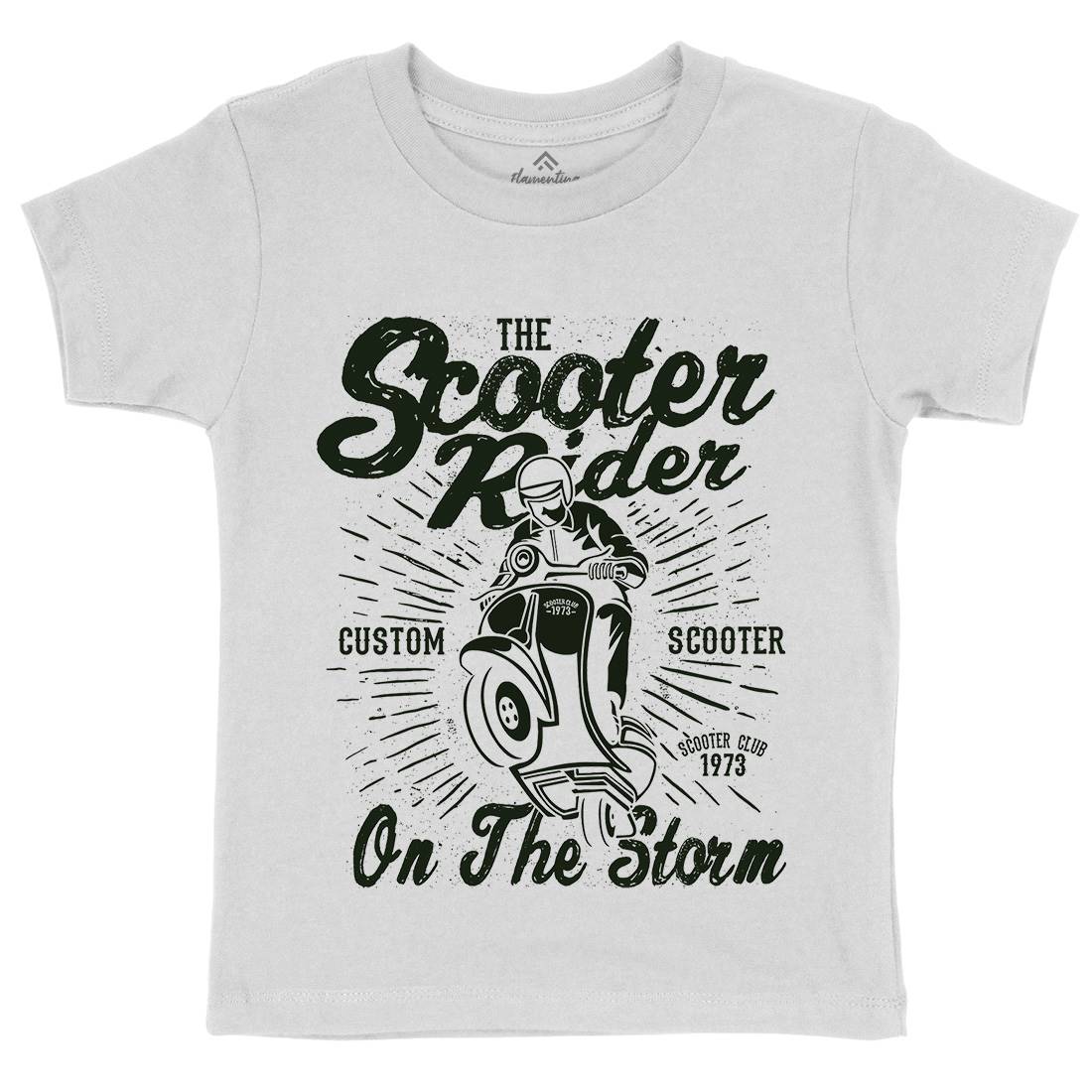 Scooter Rider Kids Organic Crew Neck T-Shirt Motorcycles A137