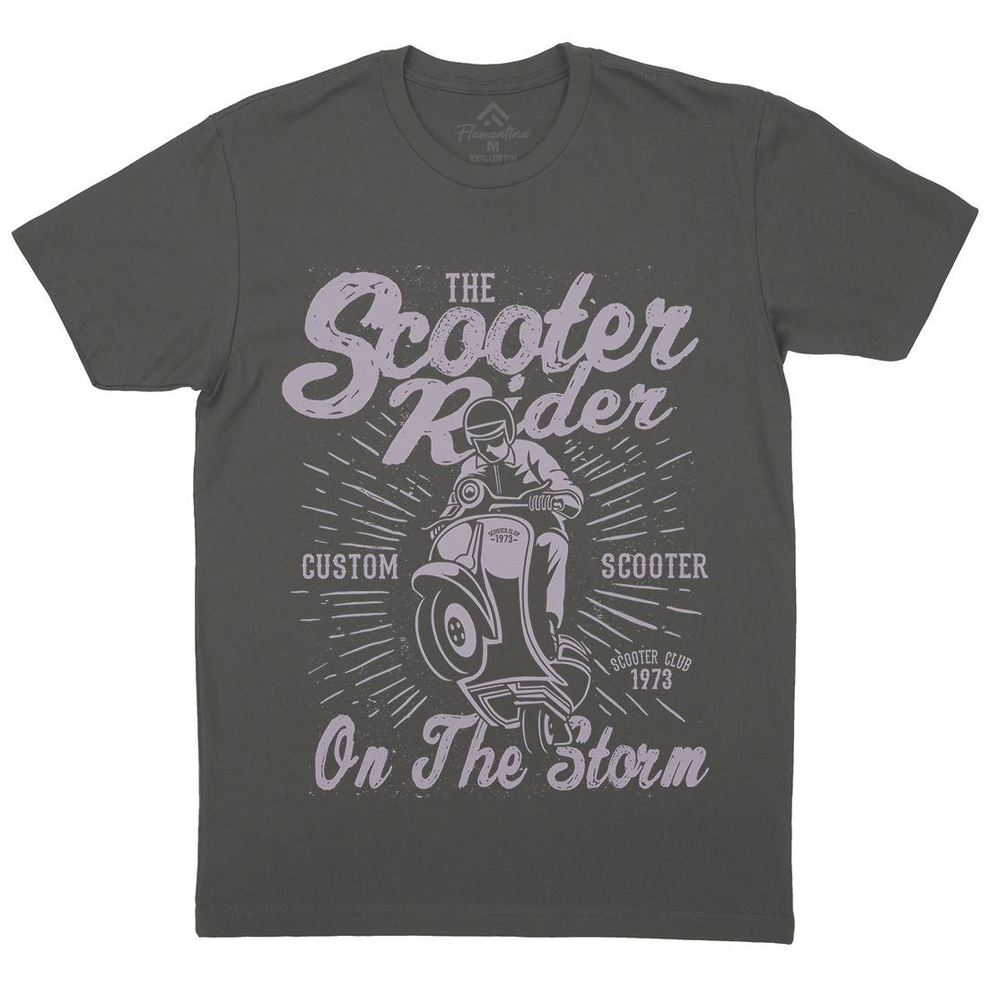 Scooter Rider Mens Organic Crew Neck T-Shirt Motorcycles A137