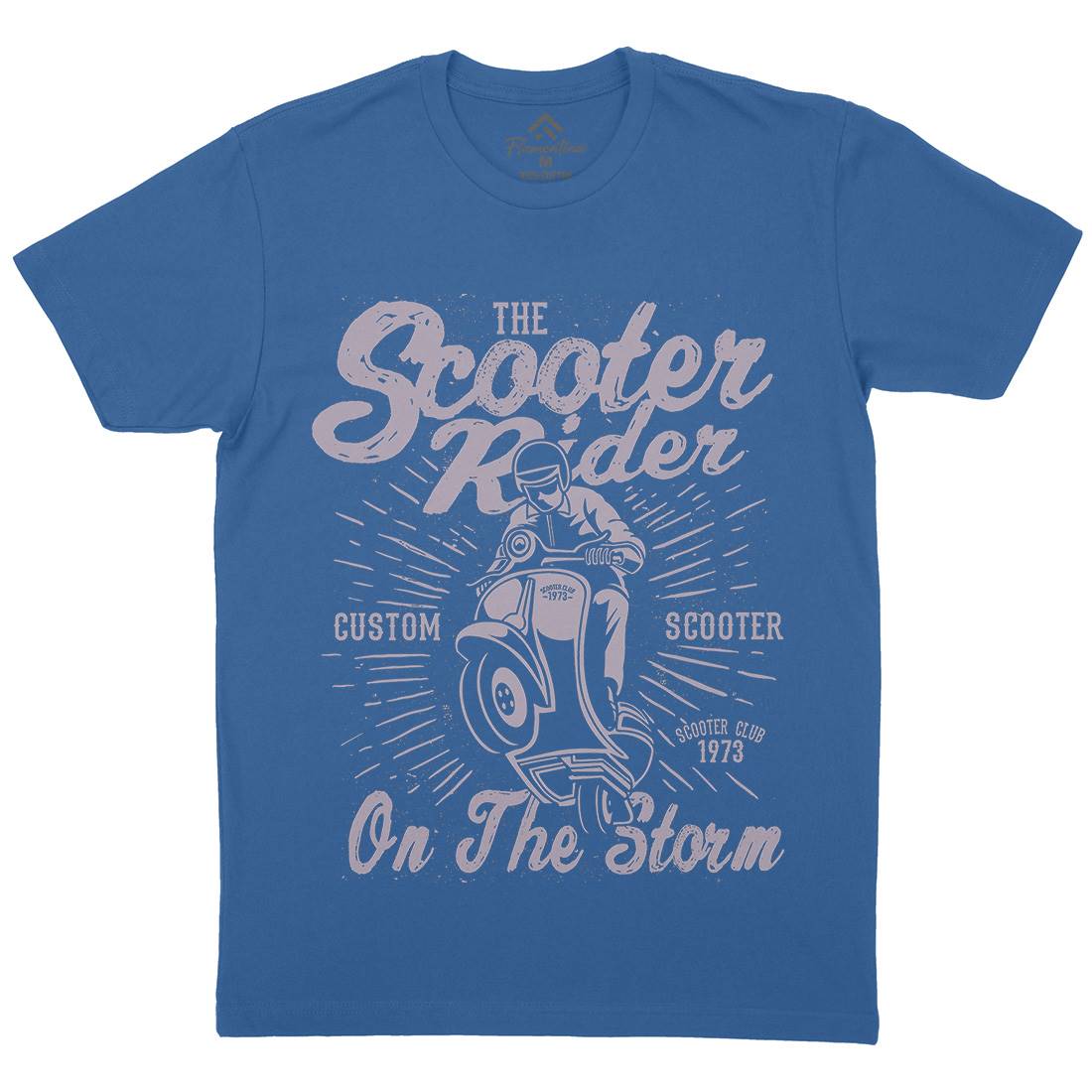 Scooter Rider Mens Organic Crew Neck T-Shirt Motorcycles A137