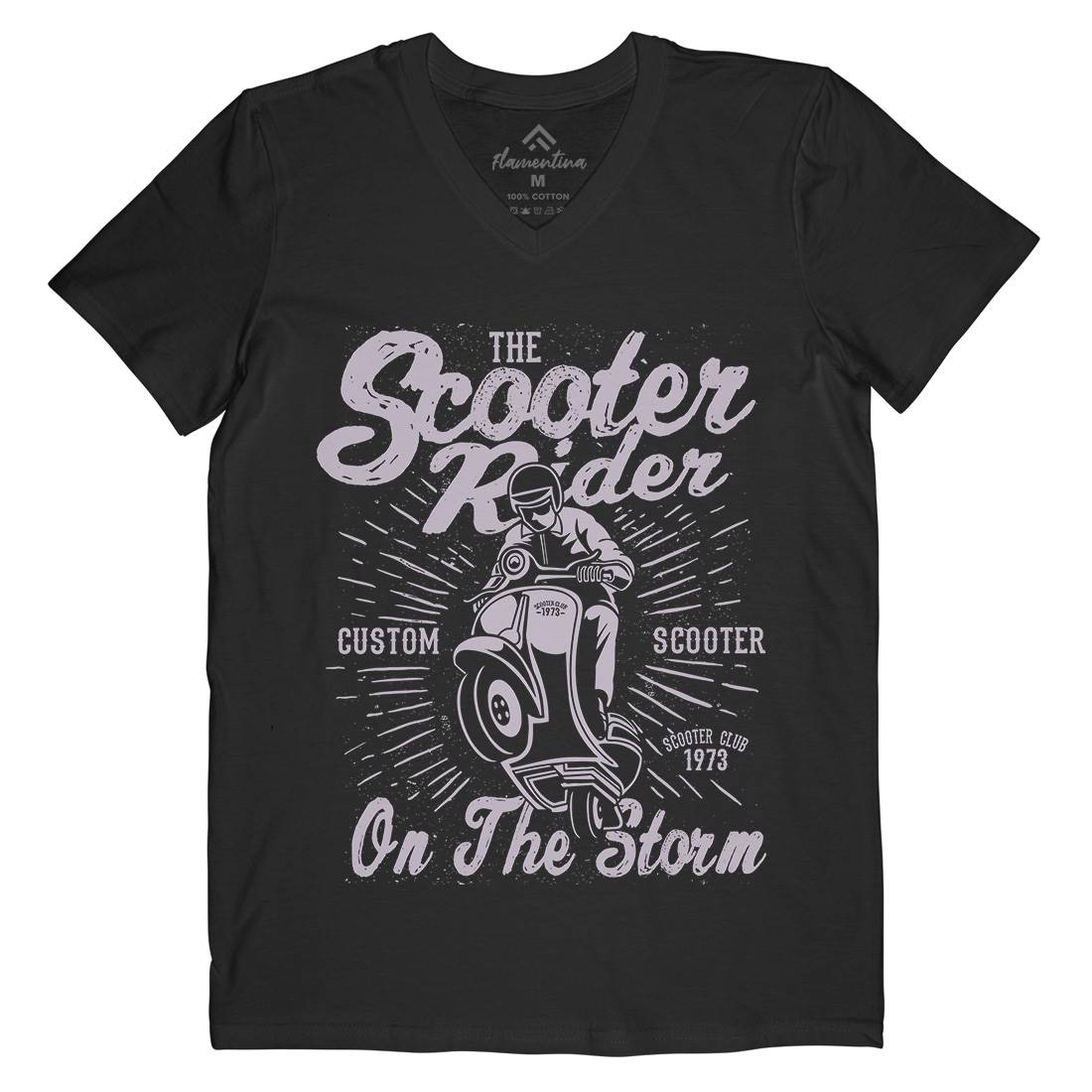 Scooter Rider Mens Organic V-Neck T-Shirt Motorcycles A137