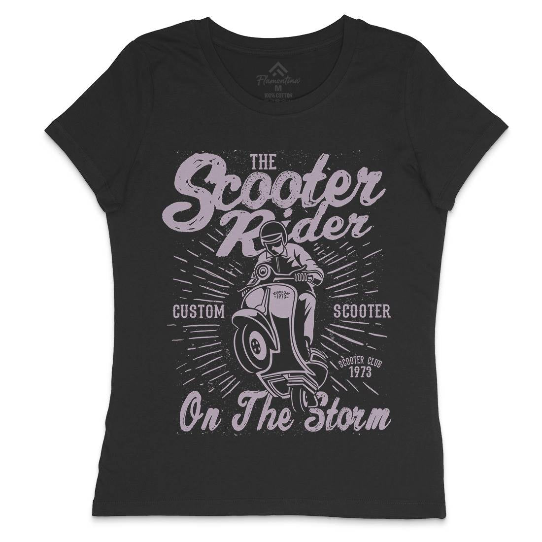 Scooter Rider Womens Crew Neck T-Shirt Motorcycles A137