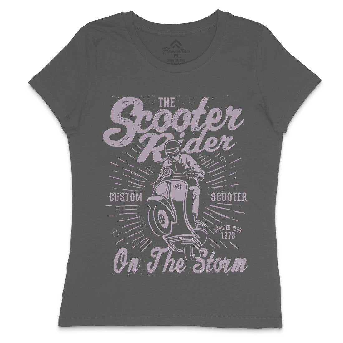 Scooter Rider Womens Crew Neck T-Shirt Motorcycles A137